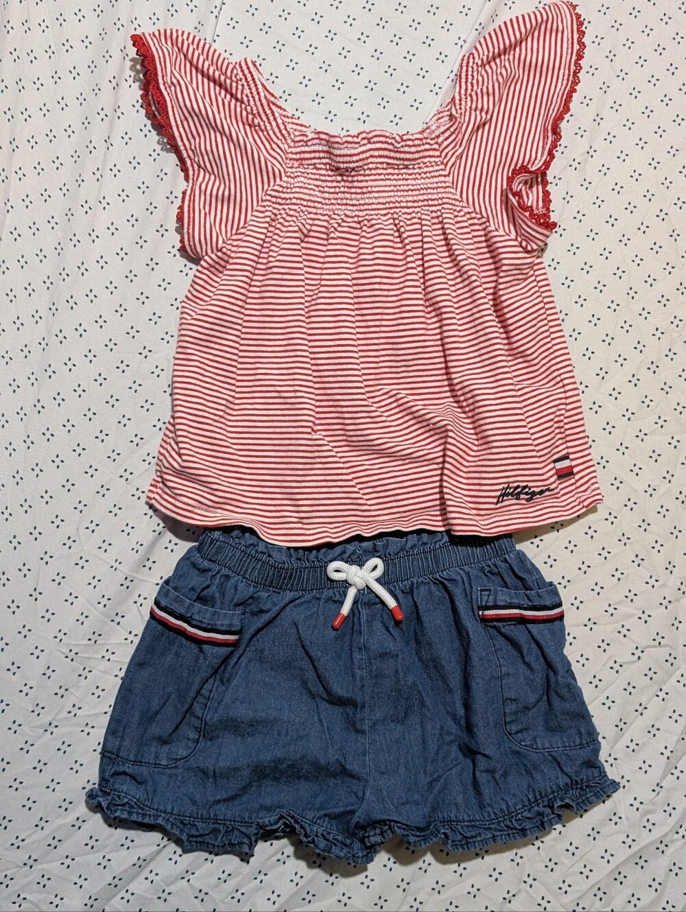 EUC Tommy Hilfiger Denim Shorts Set Outfit Girls Size 4 *H5